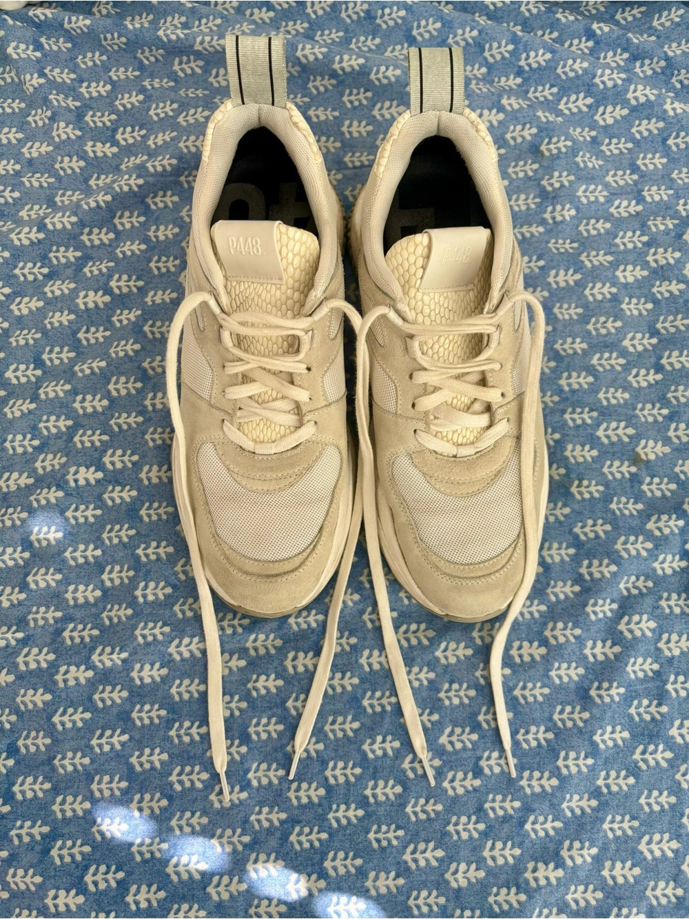 P448 Women’s Cream/Tan Lace-Up Fashion Sneakers
